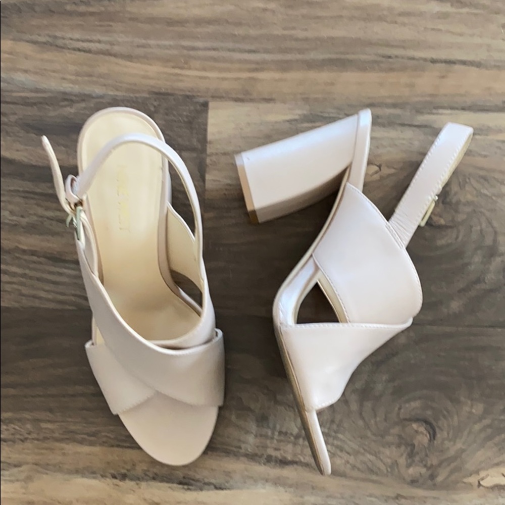 Nine West Nude Block Heel with Crossed Straps